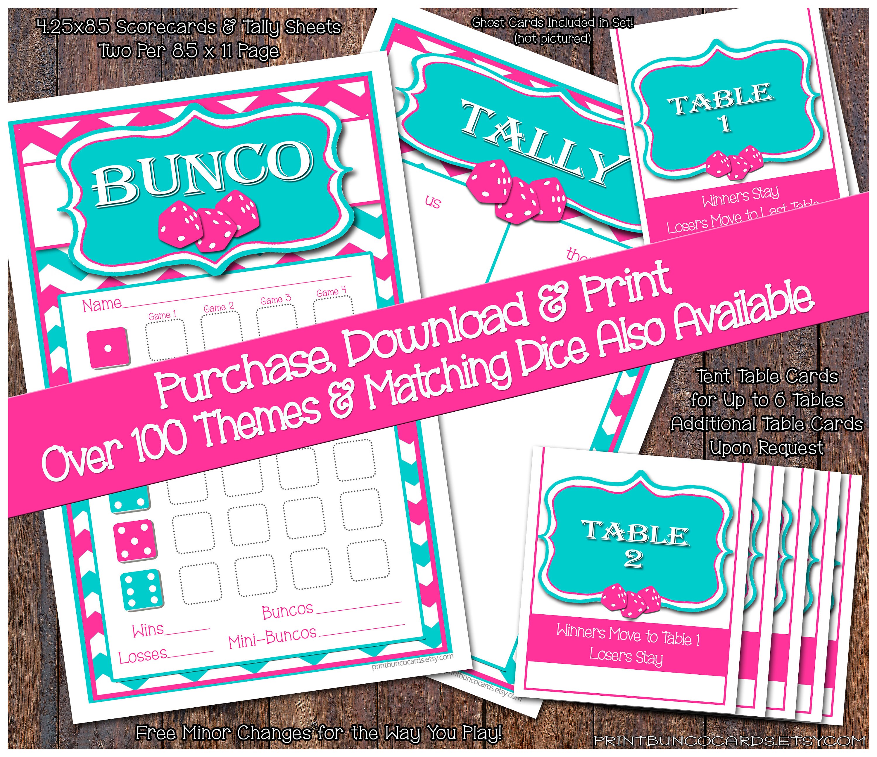 Printable Bunco Cards Bunko Scorecards Score Sheets Printables Instant ...