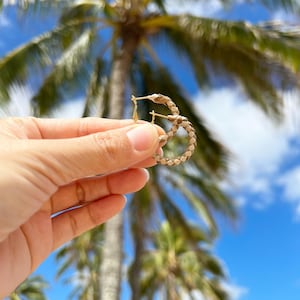 Lauhala Hoop Earrings, 14K Gold Filled, Gold Filled, Hawaiian Lauhala, Lauhala, Hoop Earrings
