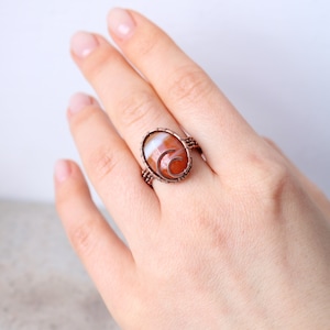 Wire wrapped ring with agate, Wirewrapped handmade jewellery, Wirewrapped ring Gemstone jewellery, Wire jewelry, Stone Ring, Copper ring
