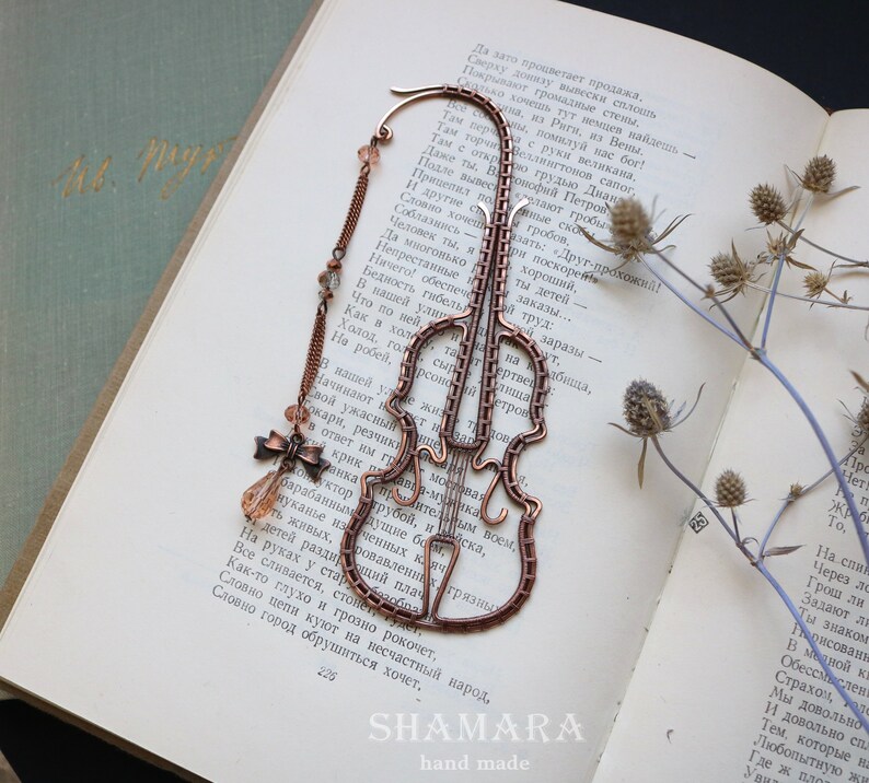 Wire Wrapped Copper Bookmark Decorative Bookmark. Violin Etsy