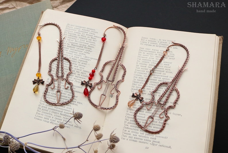 Wire Wrapped Copper Bookmark Decorative Bookmark. Violin Etsy