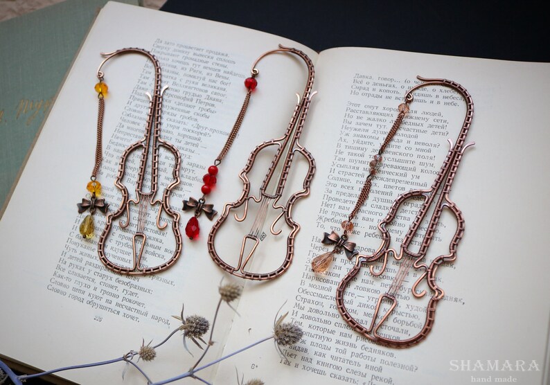 Wire Wrapped Copper Bookmark Decorative Bookmark. Violin Etsy