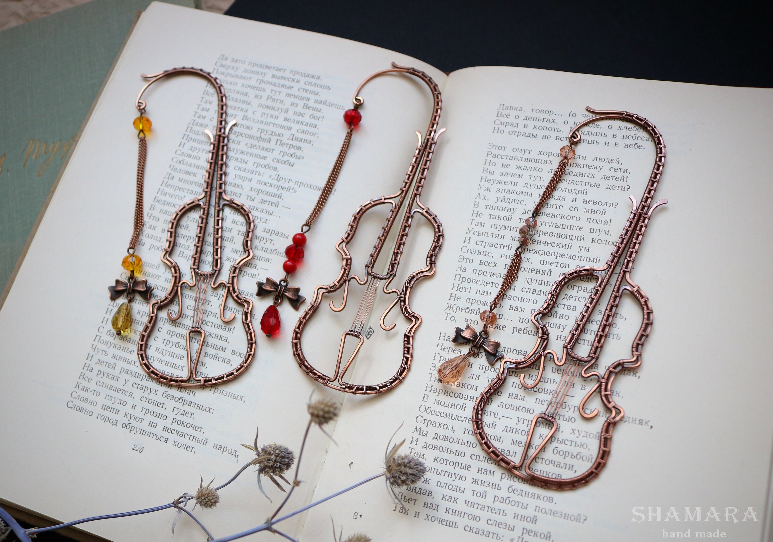 Wire Wrapped Copper Bookmark Decorative Bookmark. Violin Etsy
