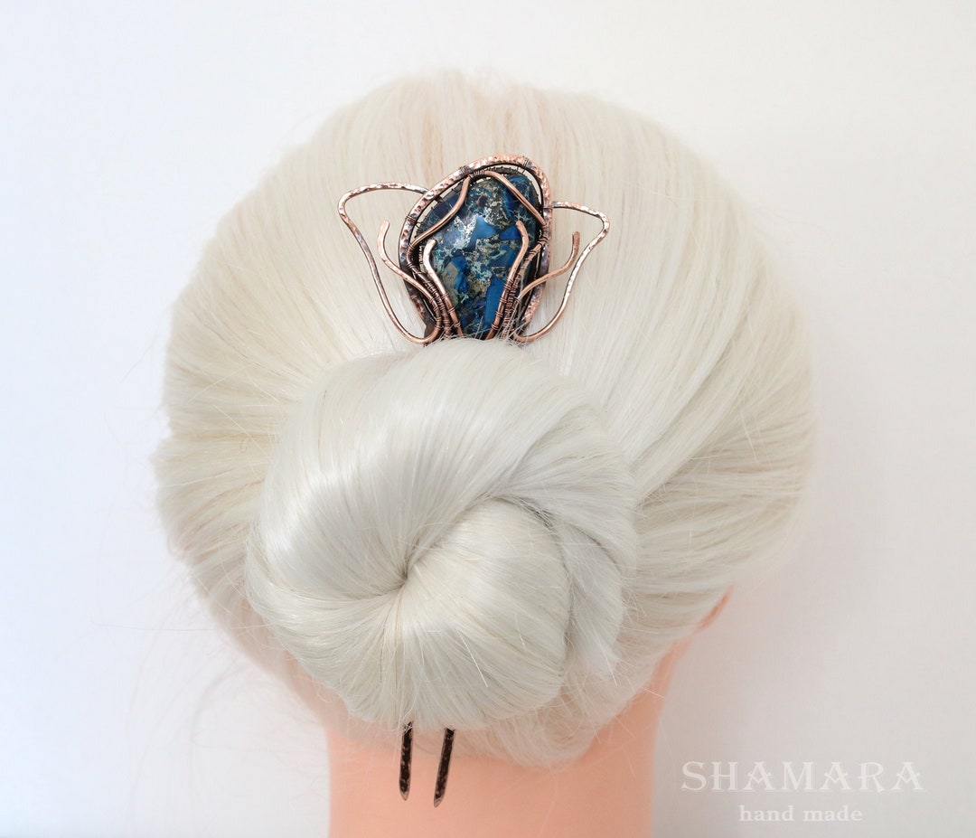Wirewrapped Copper Hair Pin for Long Hair. Hair Comb With Etsy