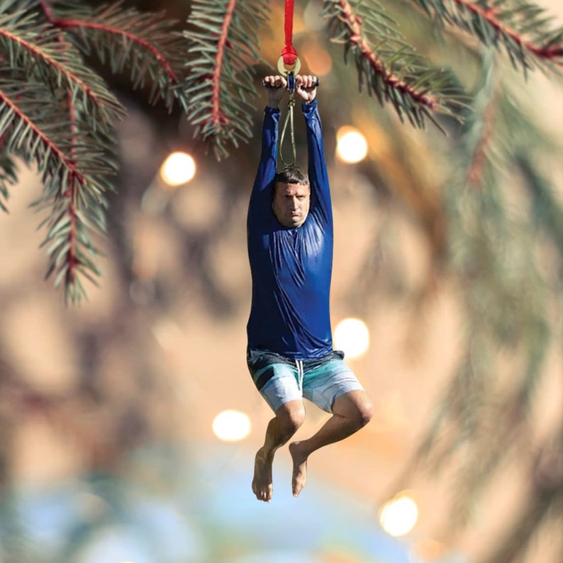 I Think You Should Leave Zip Line Acrylic Christmas Ornament, Funny Meme Ornament Christmas Tree