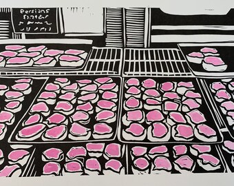 Thunder Bay Handmade Print Persians Linocut