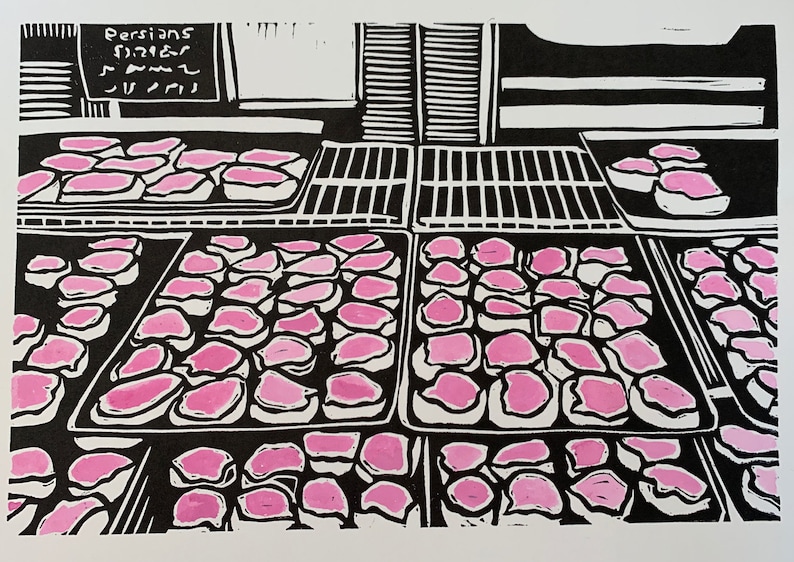 Thunder Bay Handmade Print Persians Linocut
