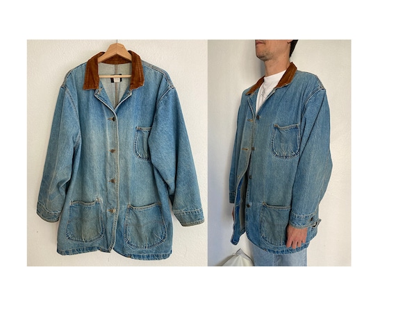 Vintage 80's faded denim chore workwear jacket