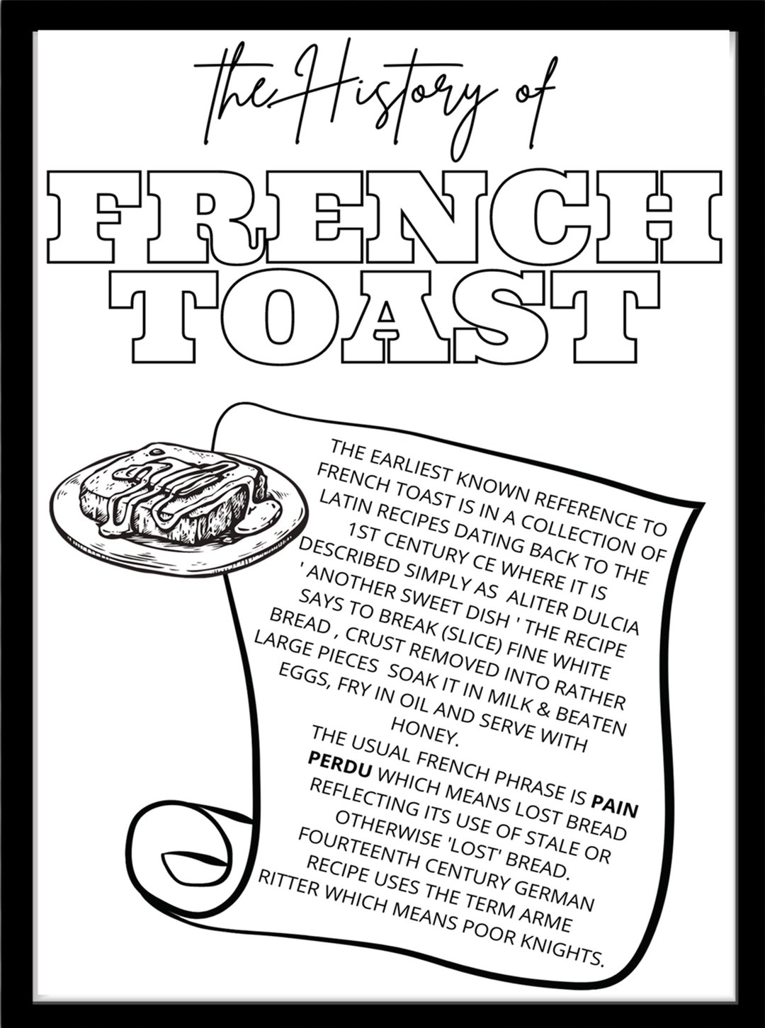 The History of French Toast Kitchen Wall Art Describes Where Etsy
