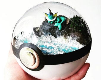 VAPOREON (Large 5.5inch) Pokeball Diorama Terrarium - Sleeping Version