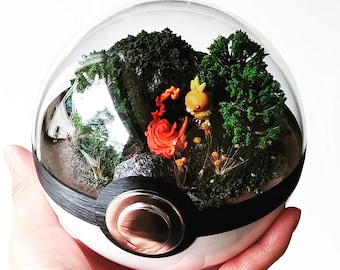 Fanart TORCHIC (groot 5,5 inch) Pokeball-dioramaterrarium