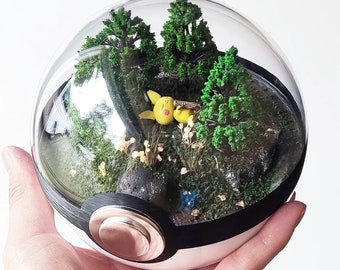 Fan Art PICHU (Large 5.5inch) Pokeball Diorama Terrarium - Sleeping Version