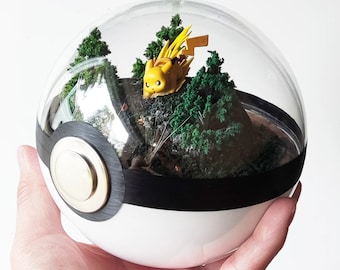 Fanart PIKACHU (groot 5,5 inch) Pokeball-dioramaterrarium