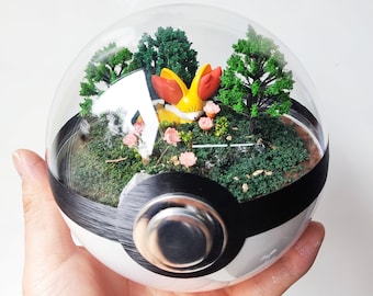 Fanart FENNEKIN (Large 5,5 inch) Pokeball Diorama-terrarium - slapende versie