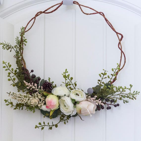 Wire Twine Silk Floral Wreath. Circle Bouquet. Hoop Bouquet. | Etsy