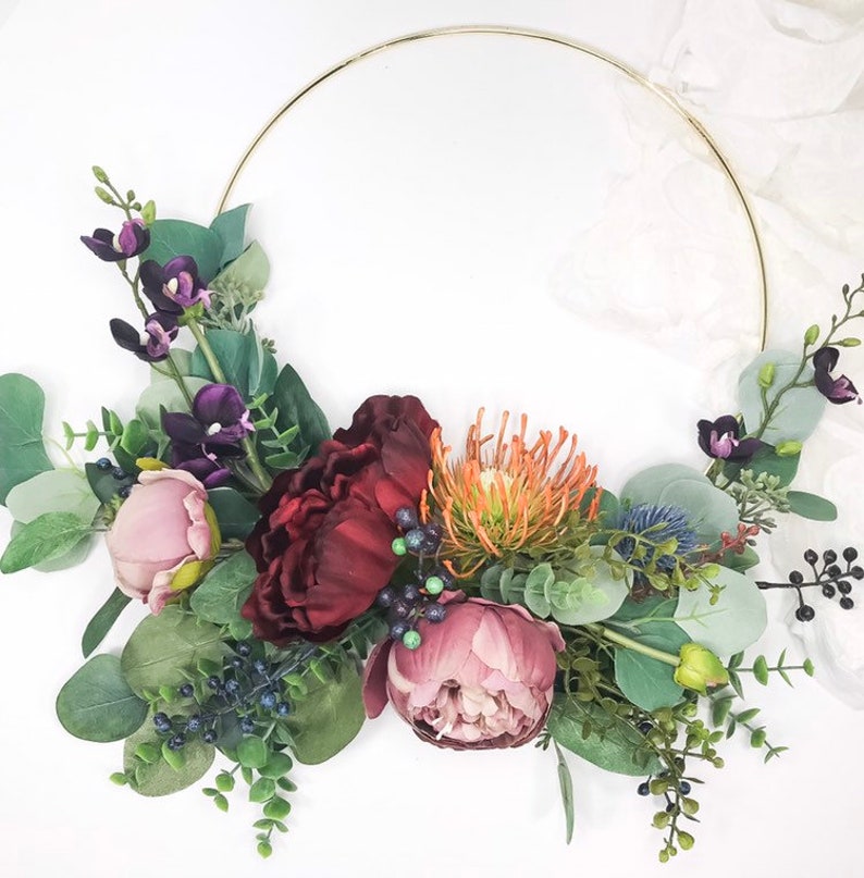 Custom Hoop Bouquet Silk Flower Bouquet Circle Bouquet Etsy