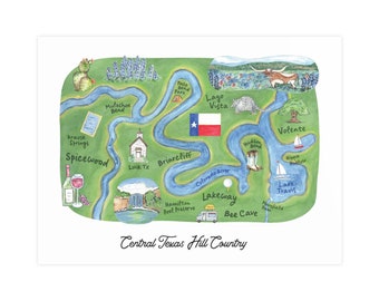 Central Texas Hill Country Watercolor Print