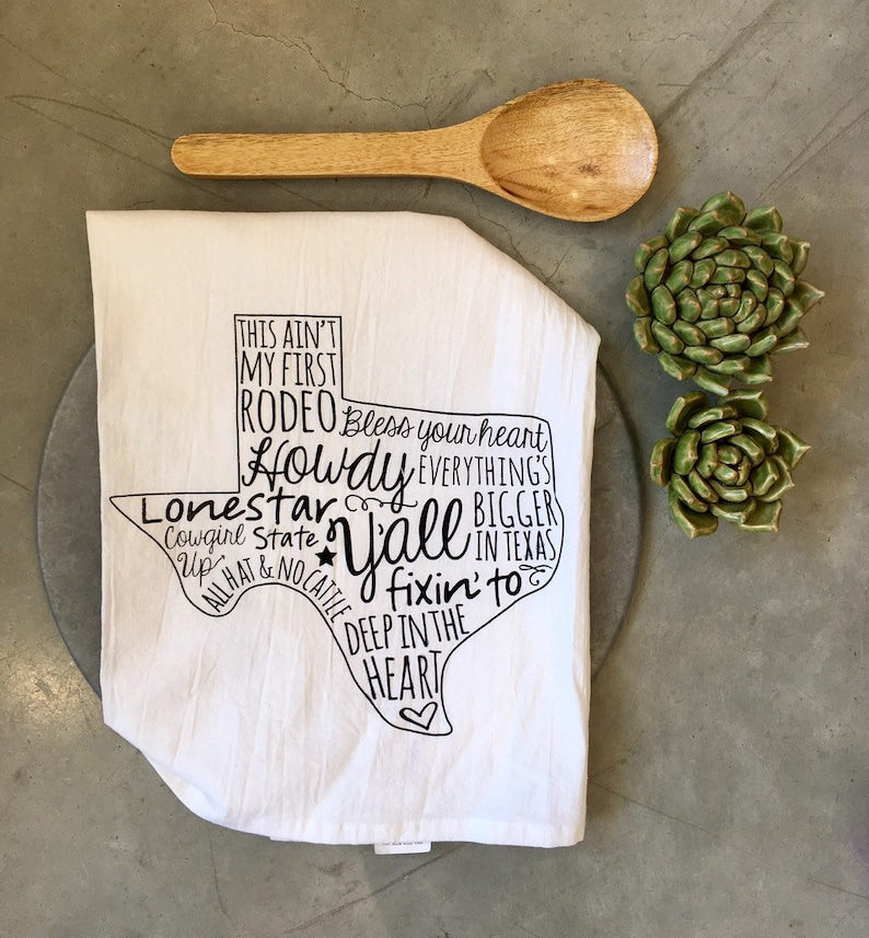 Texas Sayings Flour Sack Kitchen Towel image 1