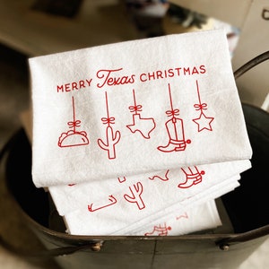 Texas Christmas Ornaments Flour Sack Kitchen Towel image 3