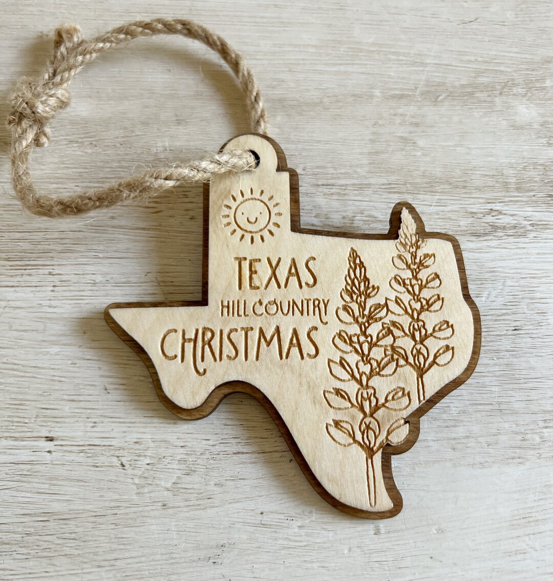 Texas Hill Country Christmas Wood Engraved Ornament Etsy