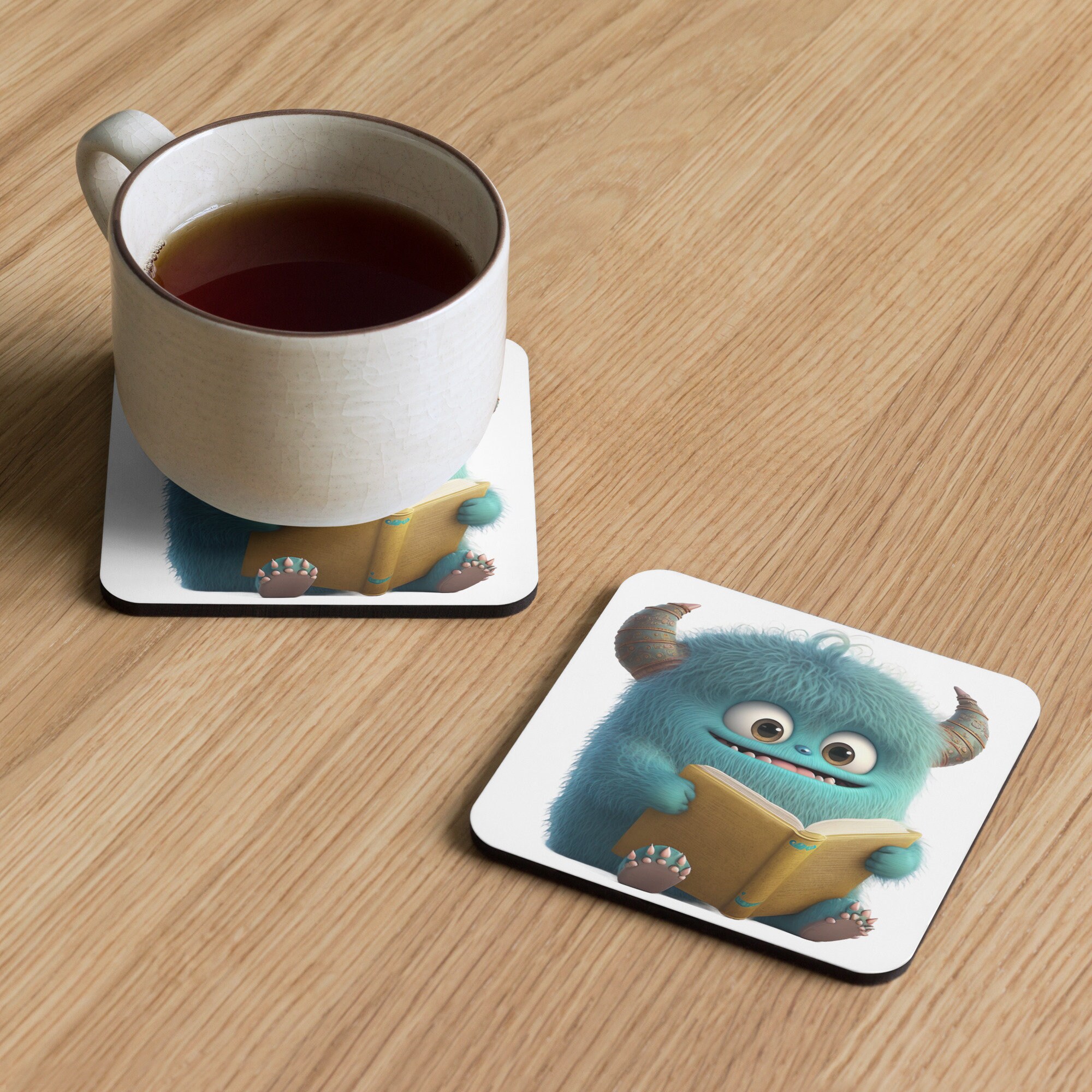 Mignon Monster Cork-back coaster - Fuzzbert le monstre curieux