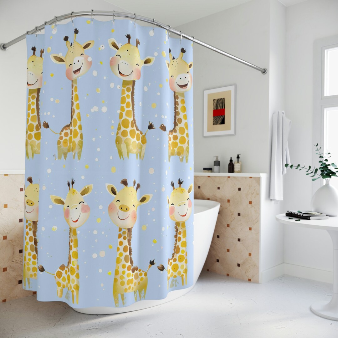 Happy Giraffes Shower Curtain Fun and Colorful Bathroom Decor, Make a Splash With This Fun and