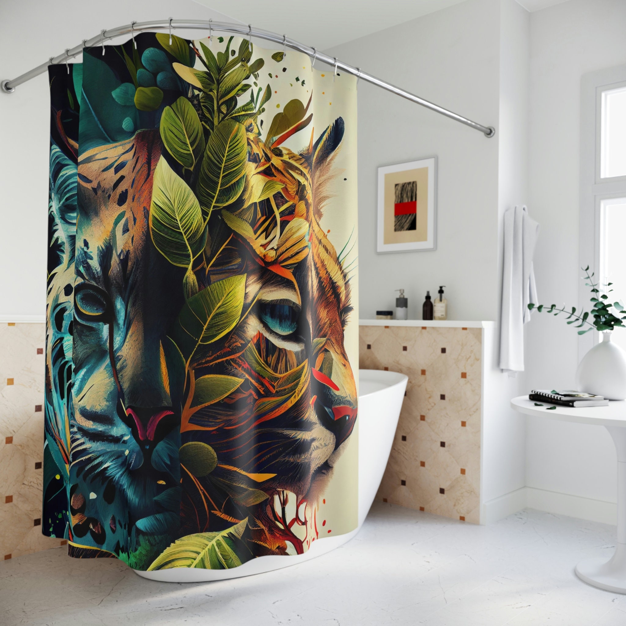 Yin Yang Wildcats Shower Curtain Beautiful Tigers Bathroom Etsy