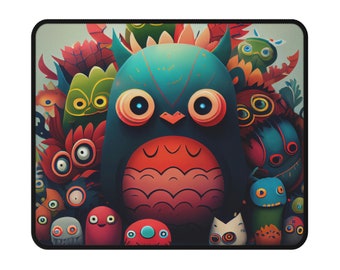 A monster-ific workspace with our Cute Monsters Mouse Pad!, Monster Lovers Mouse Pad, Monster Art Mouse Pad