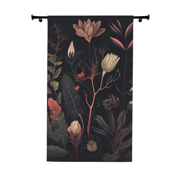 Midnight Blossom Blackout Curtains - Botanical Design