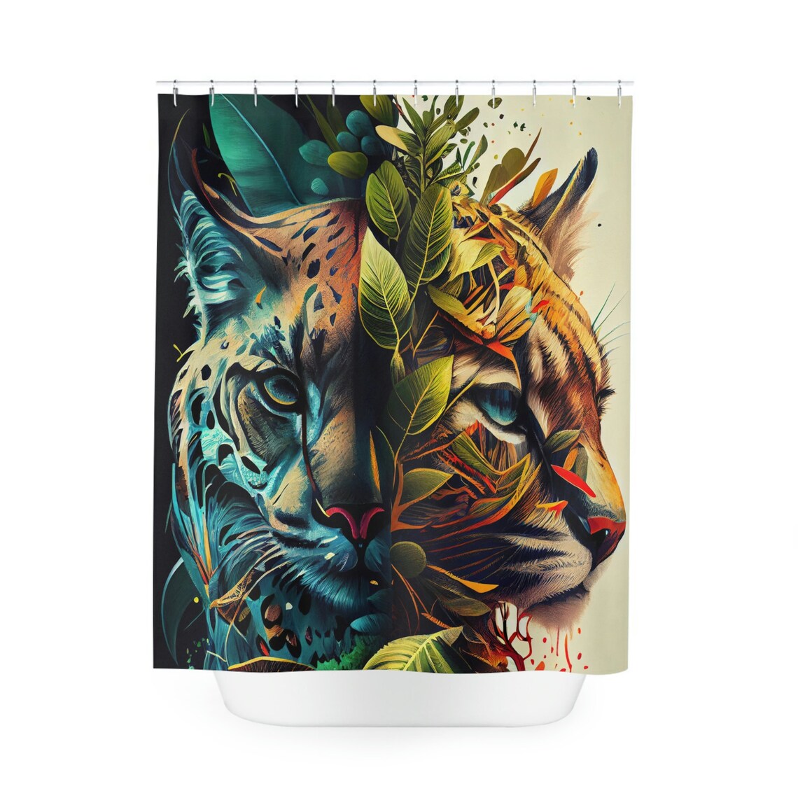 Yin Yang Wildcats Shower Curtain Beautiful Tigers Bathroom Etsy