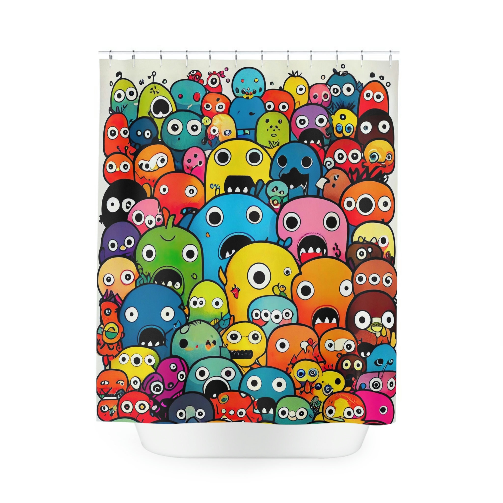 Colorful Monster Shower Curtain Vibrant Bathroom Etsy
