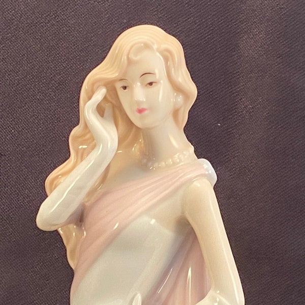 Porcelain Figurine, Woman Dressed in an Evening Gown, Vintage Porcelain Figurine Woman Statue, Fine Delicate Woman Sculpture