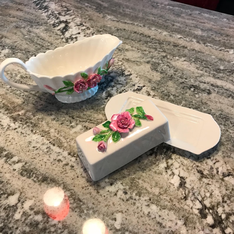 butter dish and gravy boat