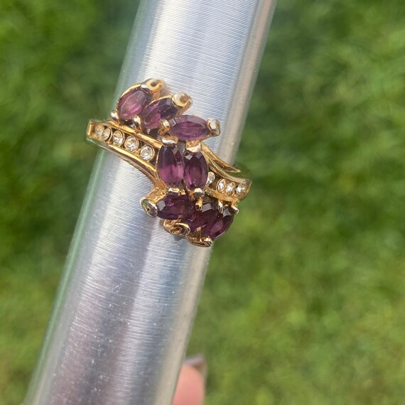 Amethyst Ring Gold Statement Ring, Birthstone Feb… - image 2