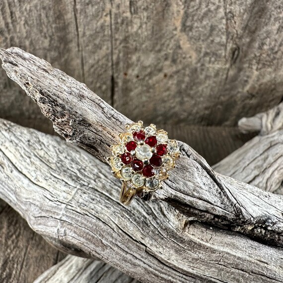 Ruby and Diamond Cluster Glamour Ring, Cocktail R… - image 4