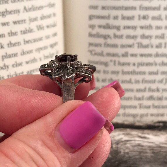 Glamour Ring Antique Style Statement Ring, Garnet… - image 2
