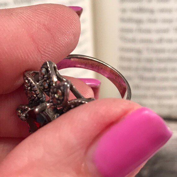 Glamour Ring Antique Style Statement Ring, Garnet… - image 8