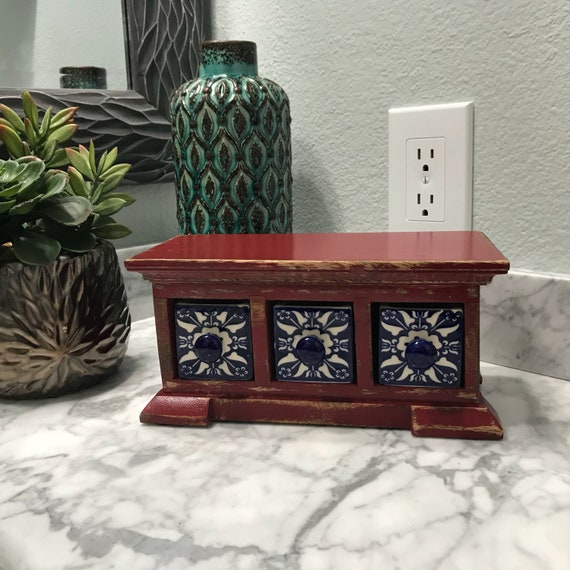 Gewürz Schrank 3 Keramik Gewürz Schubladen Kräuter Holz | Etsy