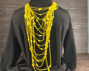 Long Lariat Yellow Beaded Necklace Fashion Jewelry