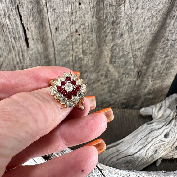 Ruby and Diamond Cluster Glamour Ring, Cocktail R… - image 8