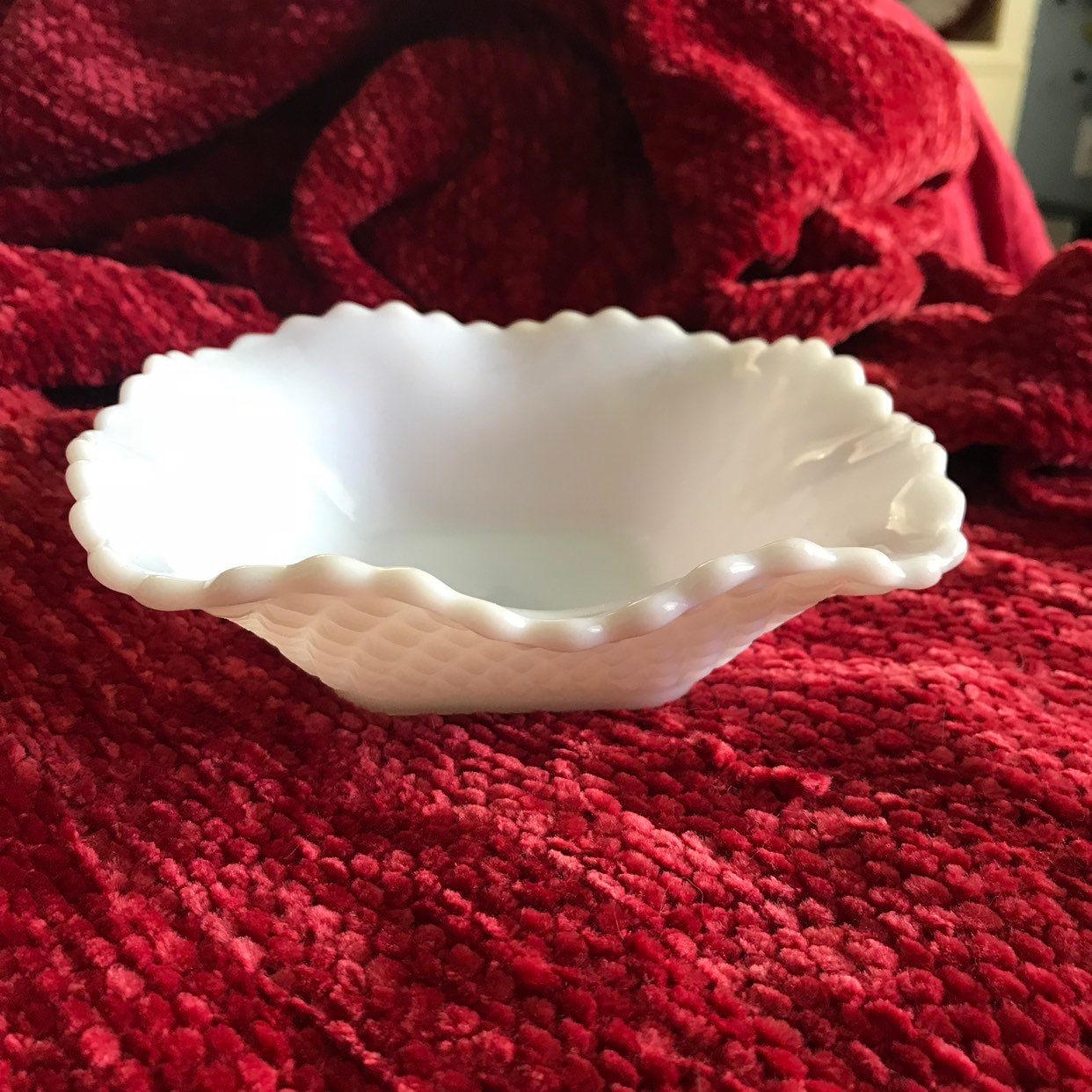 Vintage Milk Glass Candy Bowl Vintage Candy Dish Scalloped Etsy