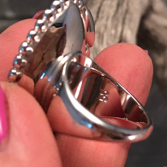 Big Bold Statement Ring Large Diamond with Blue R… - image 8