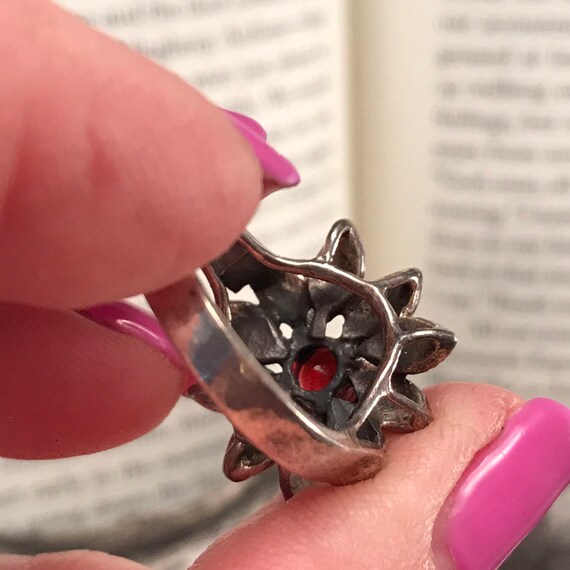 Glamour Ring Antique Style Statement Ring, Garnet… - image 3
