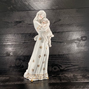 Fine Porcelain Figurine Midcentury Modern Woman with Child Fine Art Sculpture, 1980's, Mother and Child,