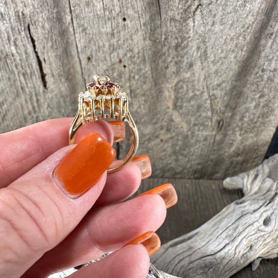 Ruby and Diamond Cluster Glamour Ring, Cocktail R… - image 7