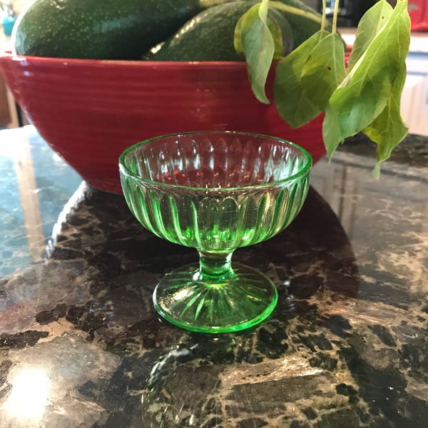 Antique Green Glass Compote Etsy