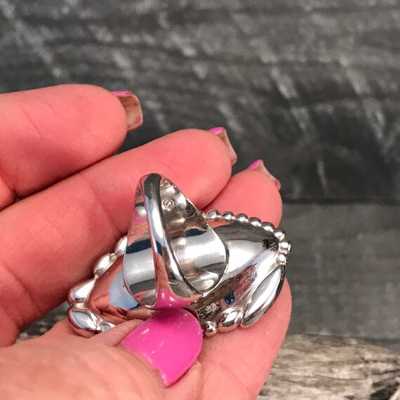 Big Bold Statement Ring Large Diamond with Blue R… - image 9