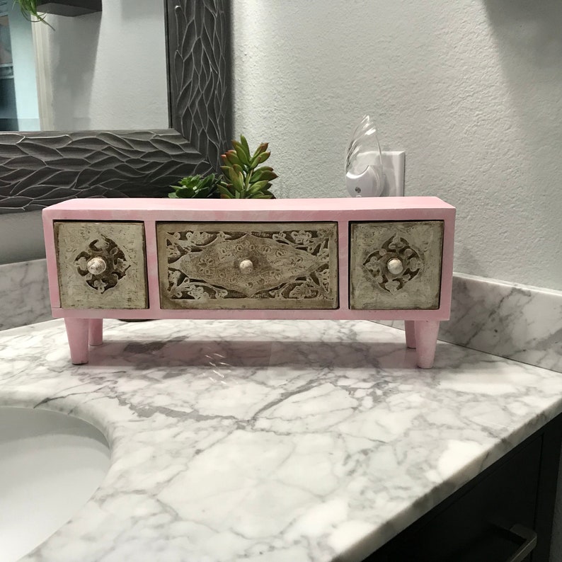 Wood Jewelry Cabinet Recycled Wood Carved Drawer Fronts Etsy