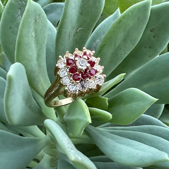 Ruby and Diamond Cluster Glamour Ring, Cocktail R… - image 3
