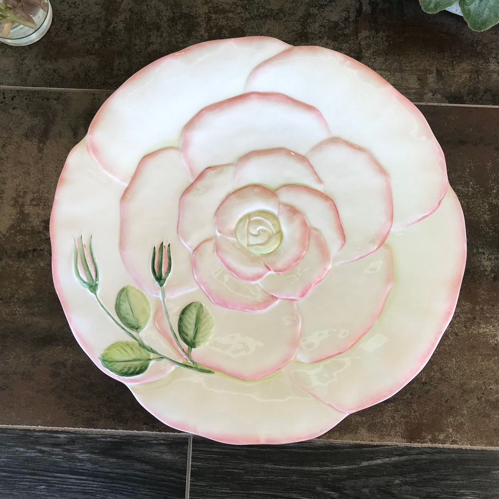 Dinner Plate, Decorative Flower Plate, Large Floral Plate, Made in